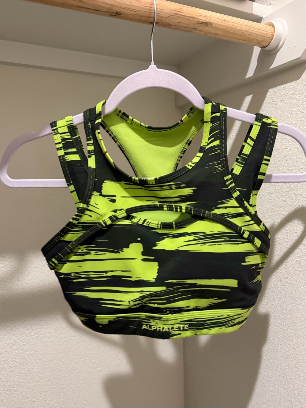 Alphalete Neon Yellow & Black Strappy Sports Bra Tank
